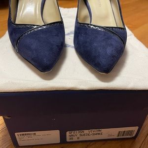 Navy Suede/Snake Sarah Flint heels